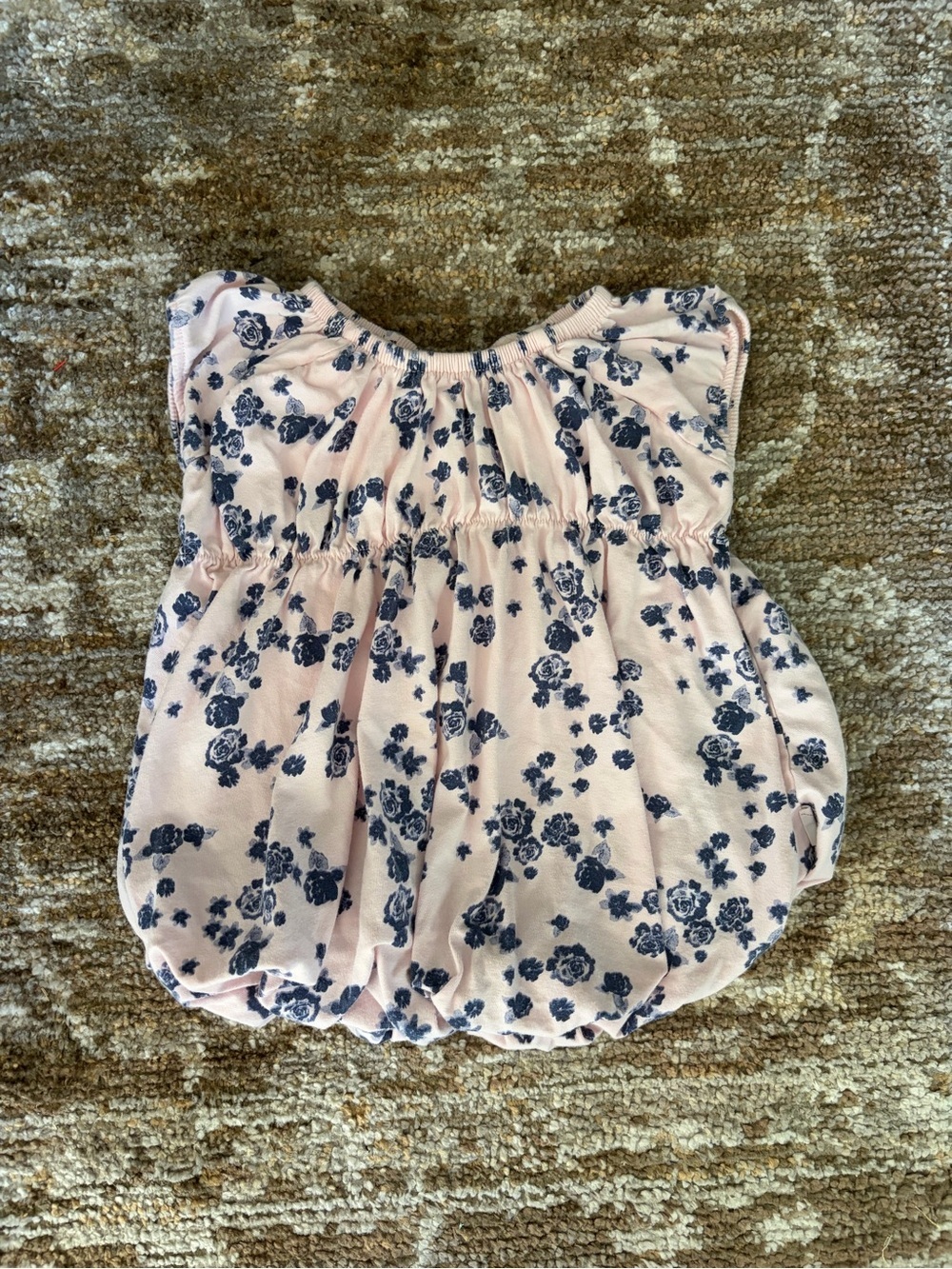Burt's Bees Baby Pink Bubble dress with Navy Floral Print